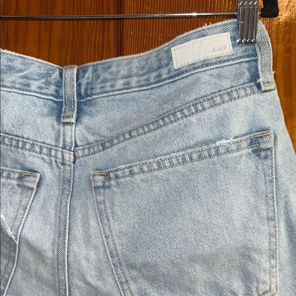 Abercrombie & Fitch Blue Jean Shorts Distressed High-Waisted - Picture 8 of 10